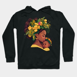 Afro Mom And Child With Flower Hair Mothers Day Hoodie